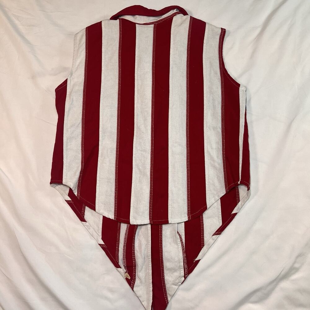 Vintage The Antique Boutique USA Flag Top Size L Stars Stripes Tie Front USA VTG - Picture 3 of 10